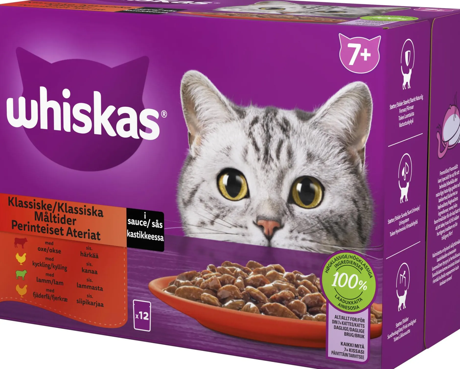 Whiskas Kattmat 7+ Klassiska måltider 12 st