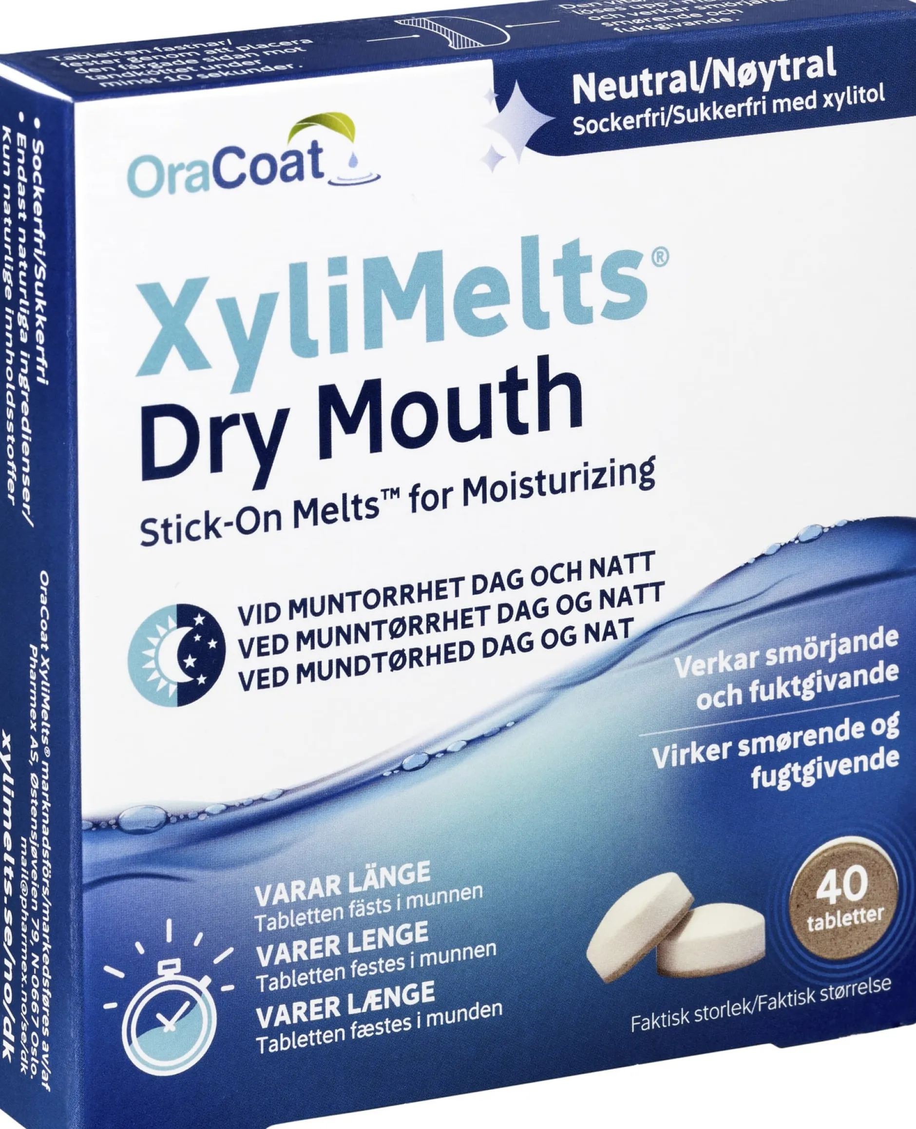 Xylimelts Dry Mouth Neutral Fästtabletter vid muntorrhet 40 st