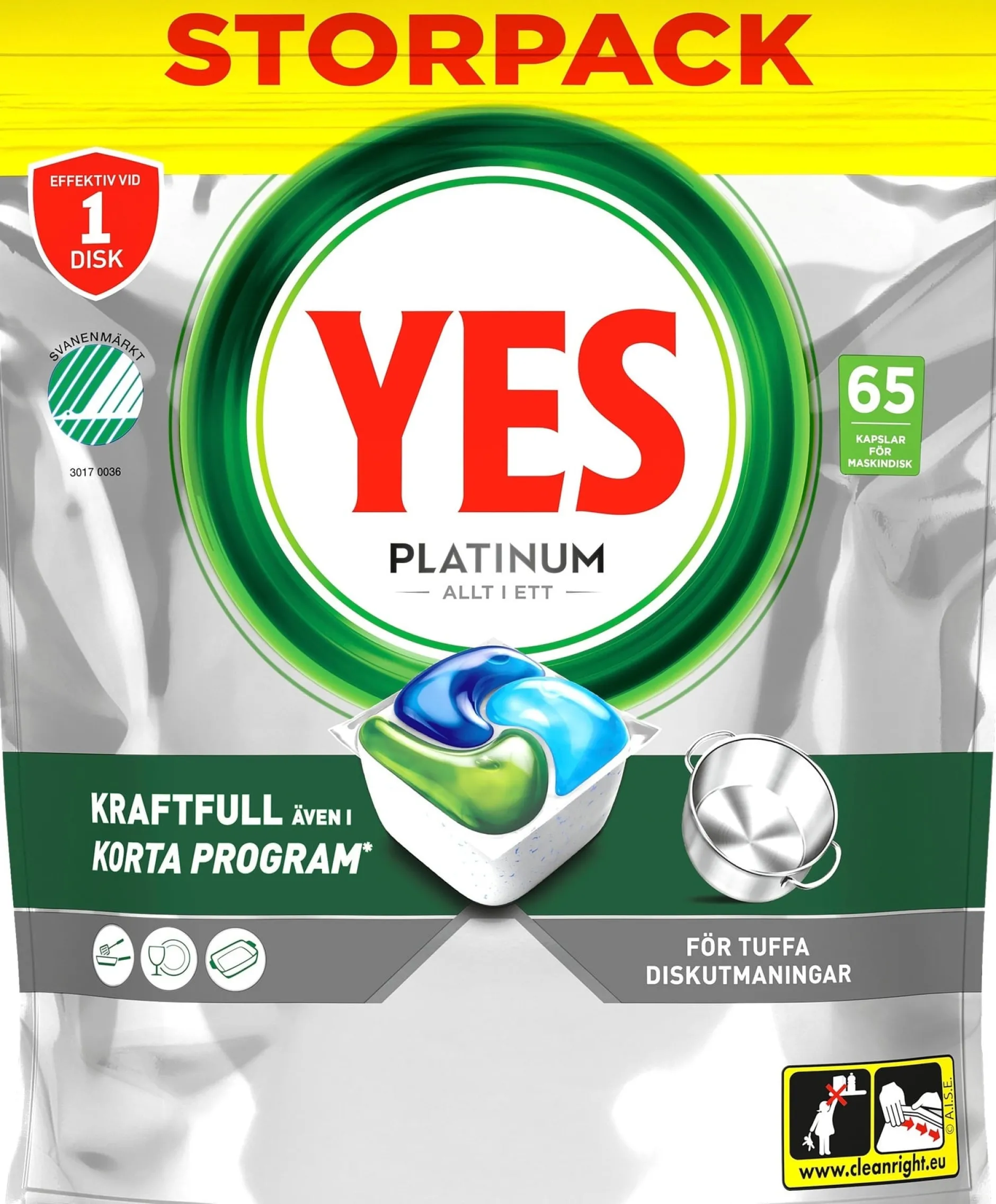 YES Diskmaskinstabletter Platinum 65 st
