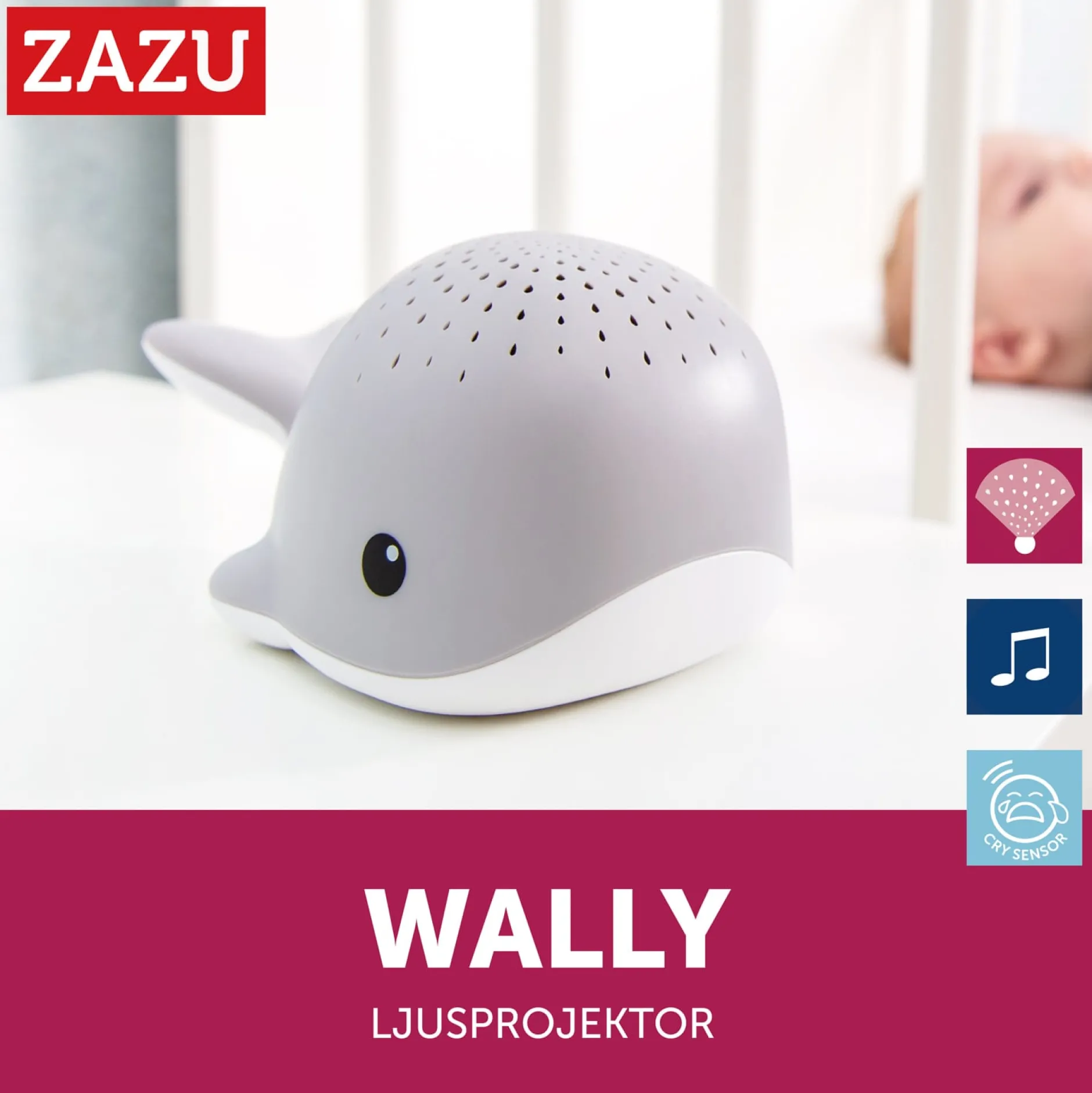 Zazu Ljusprojektor & Speldosa Valen Wally Rosa 1 st