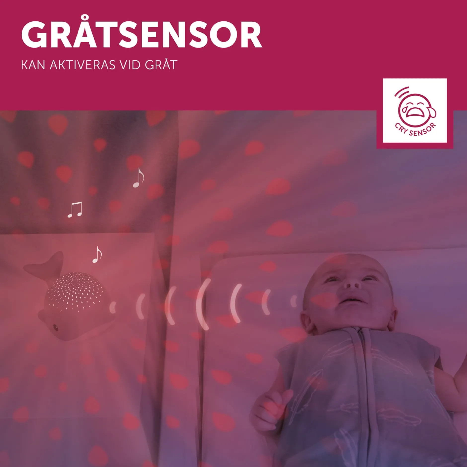 Zazu Ljusprojektor & Speldosa Valen Wally Grå 1 st