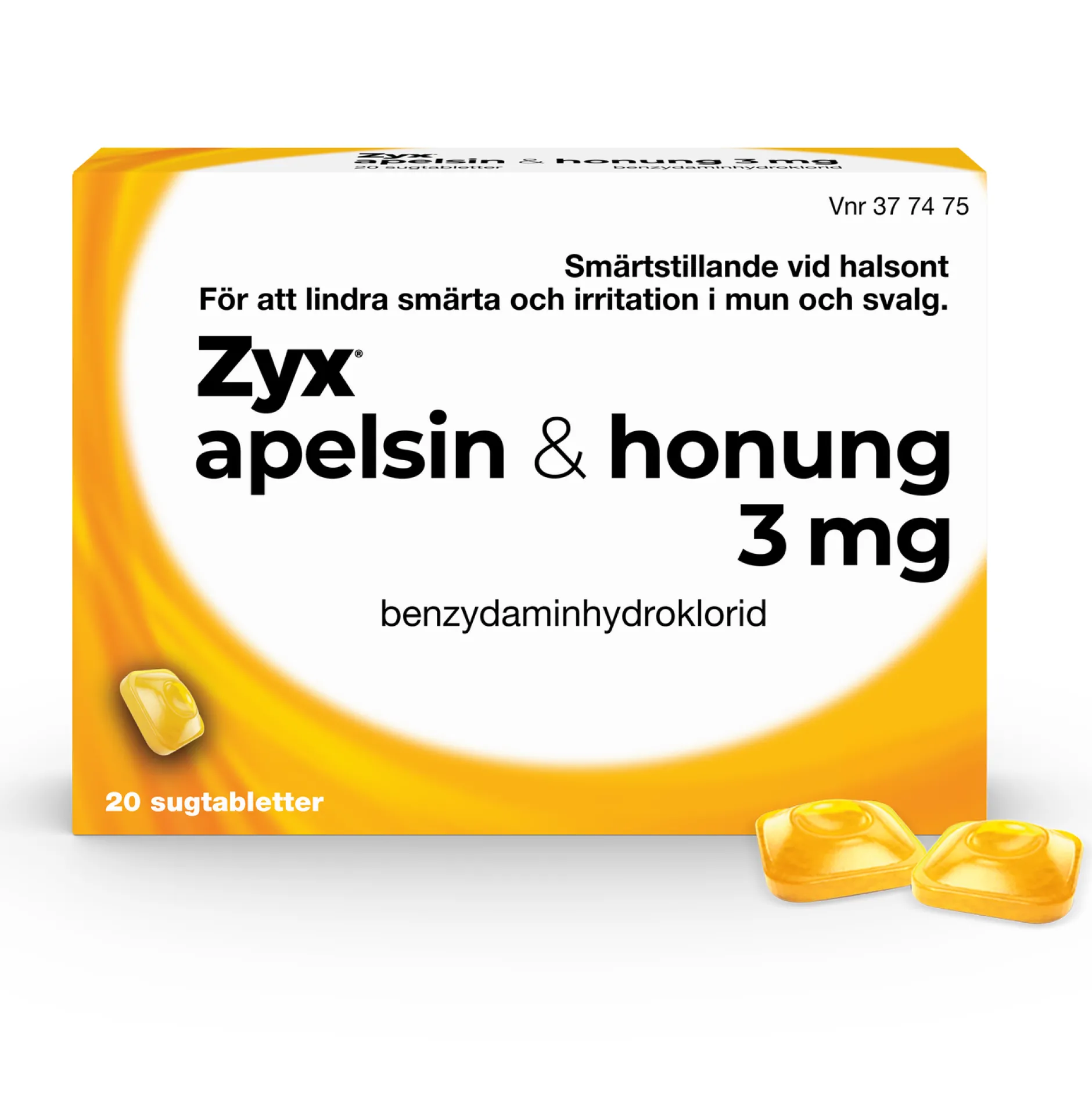 Zyx Apelsin/Honung 3mg 20 Sugtabletter